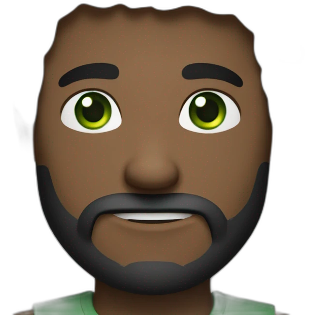 a guy with dark brown long hair green eye beard black tshirt thumb up emoji