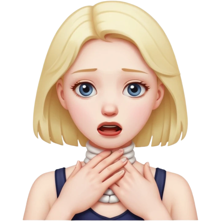 girl choking with her hands on her neck  emoji