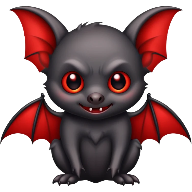 cute black vampire bat with red details emoji