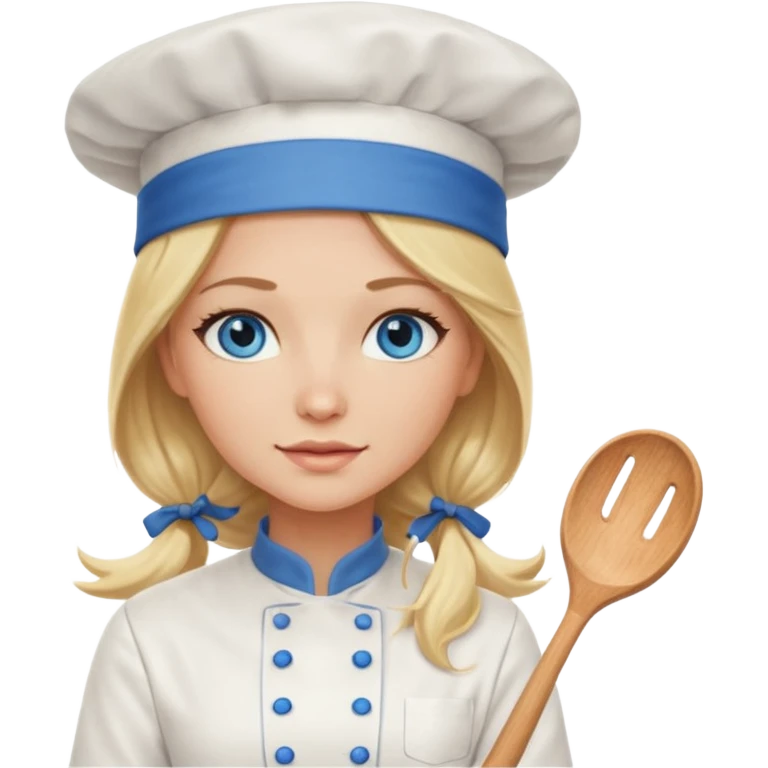 Sexy Long Blonde hair blue eyed female chef emoji