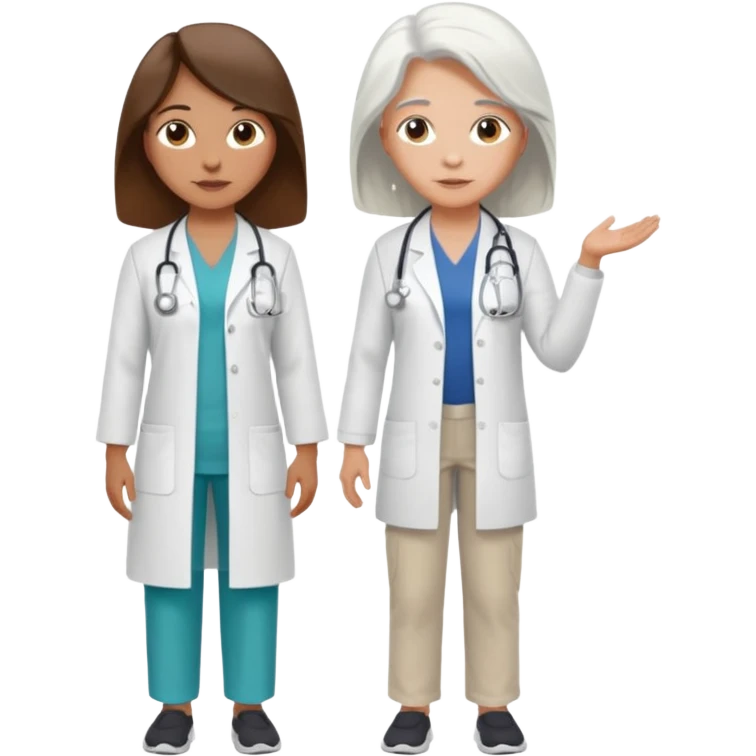 physiotherpay session for a long brown hair woman. but physio is a white hair woman. and they dont like like in the hospital  emoji