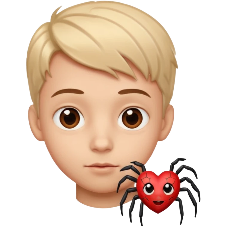 boy face spider in love give hart emoji