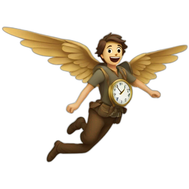 Flying clock emoji