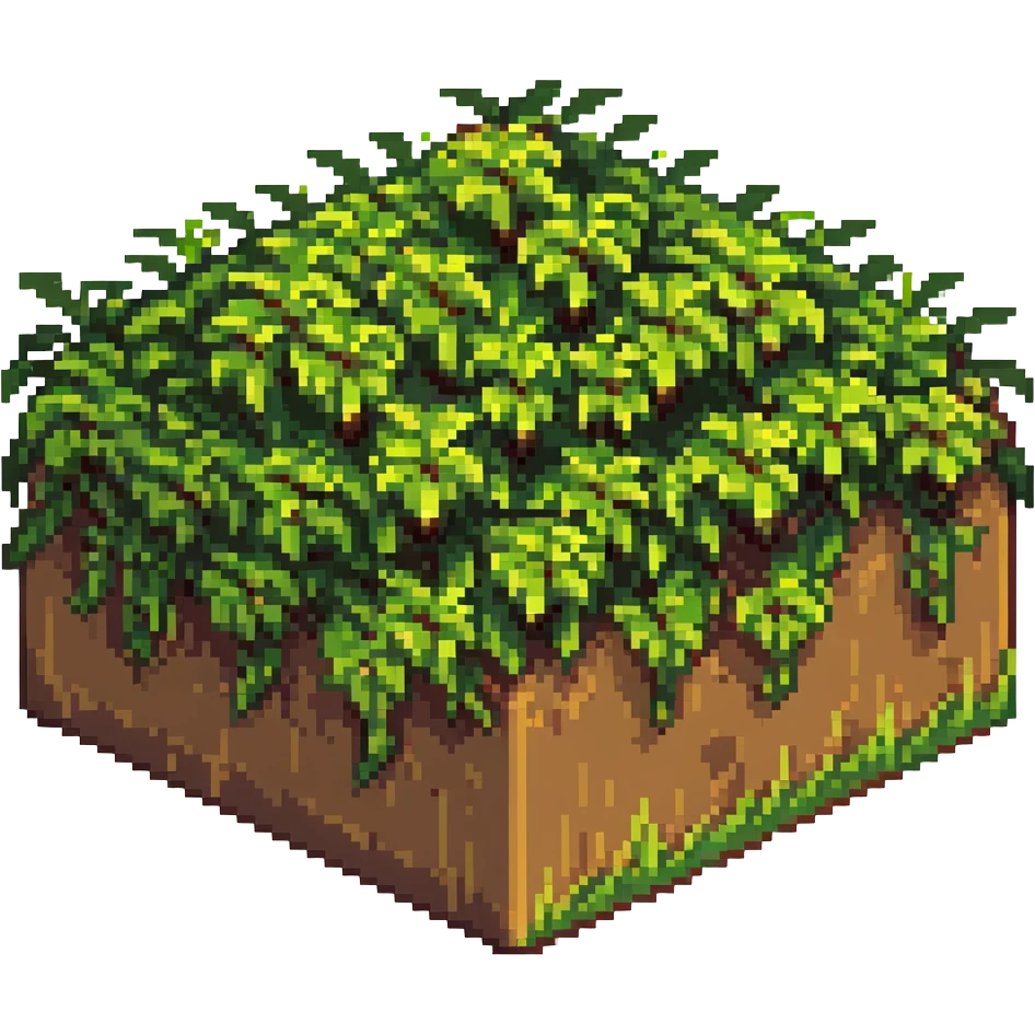 Minecraft grass block, square shape, brown and green, smooth emoji