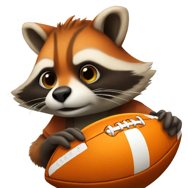 Orange raccoon holding football emoji