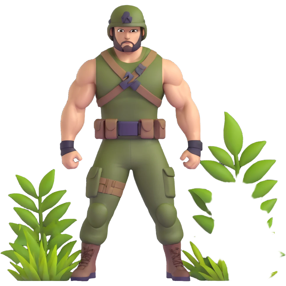 Carl Weathers as Dillon from Predator movie, muscular man in jungle combat gear emoji