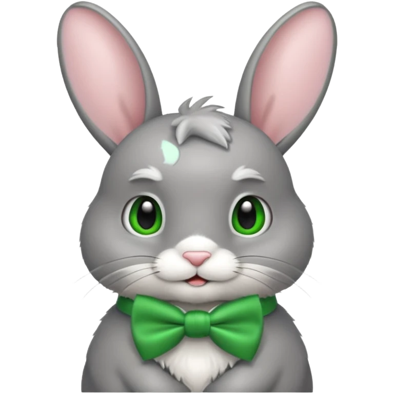 grey bunny with green bowtie emoji