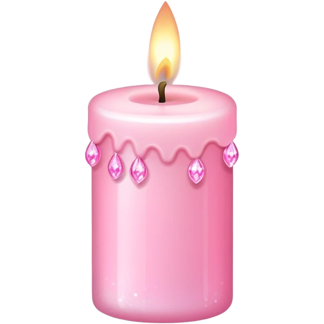 pink pastel candle with sparkles, soft and cute emoji