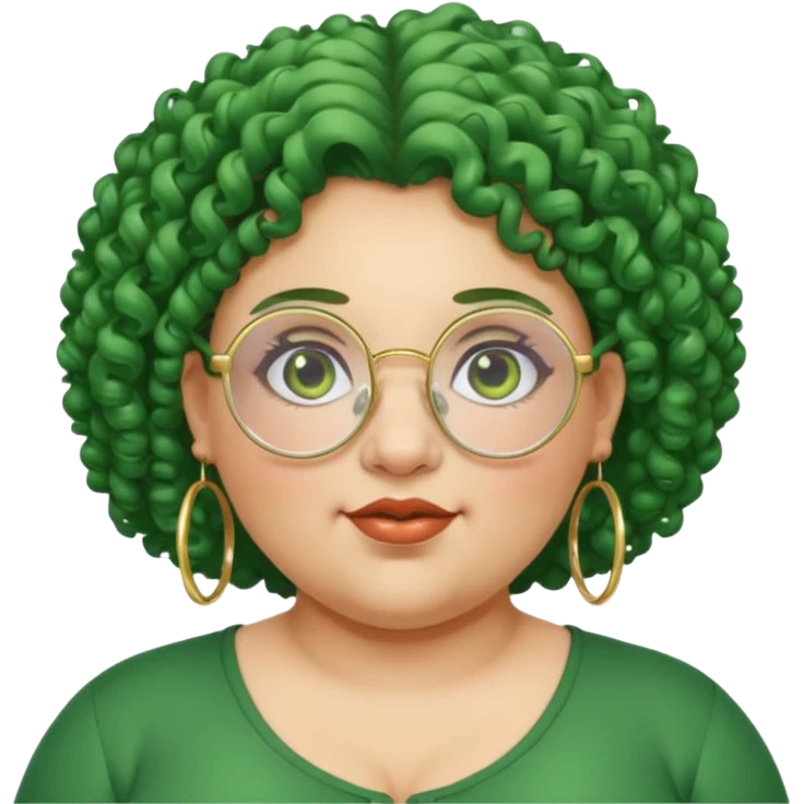  glassess and green curly haired fat girl earrings emoji