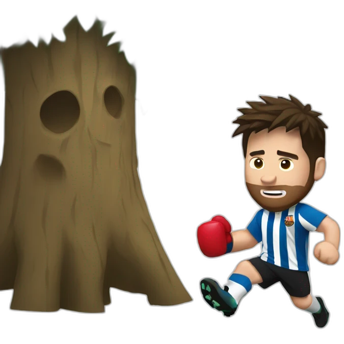 Messi punching a tree emoji