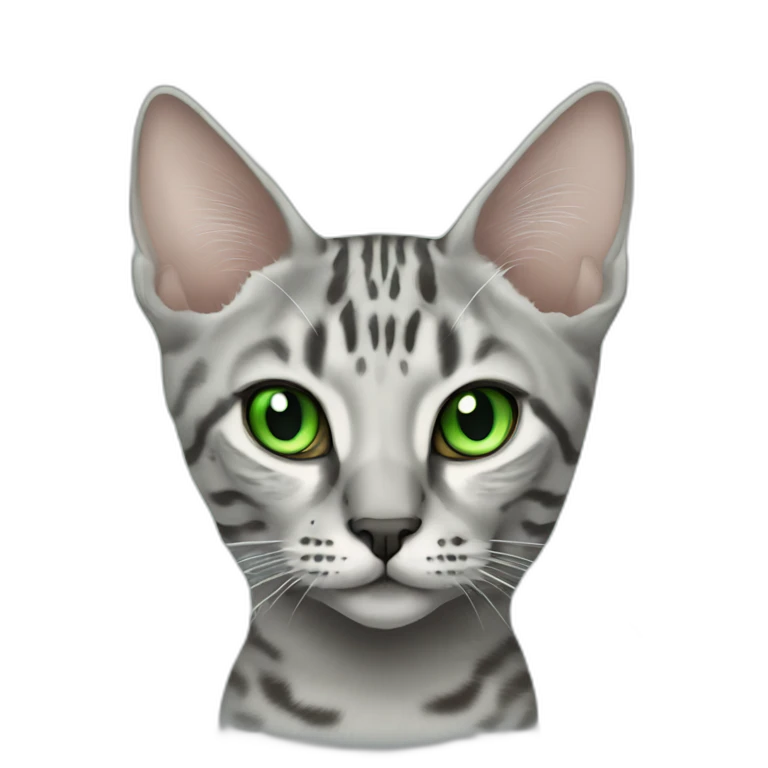 Egyptian Mau cat with green eyes, full-height emoji