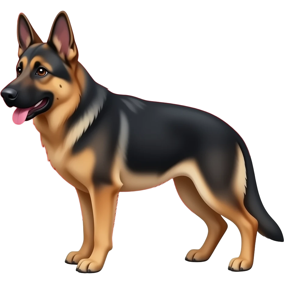 A black German Shepherd colleague with a heart behind it emoji