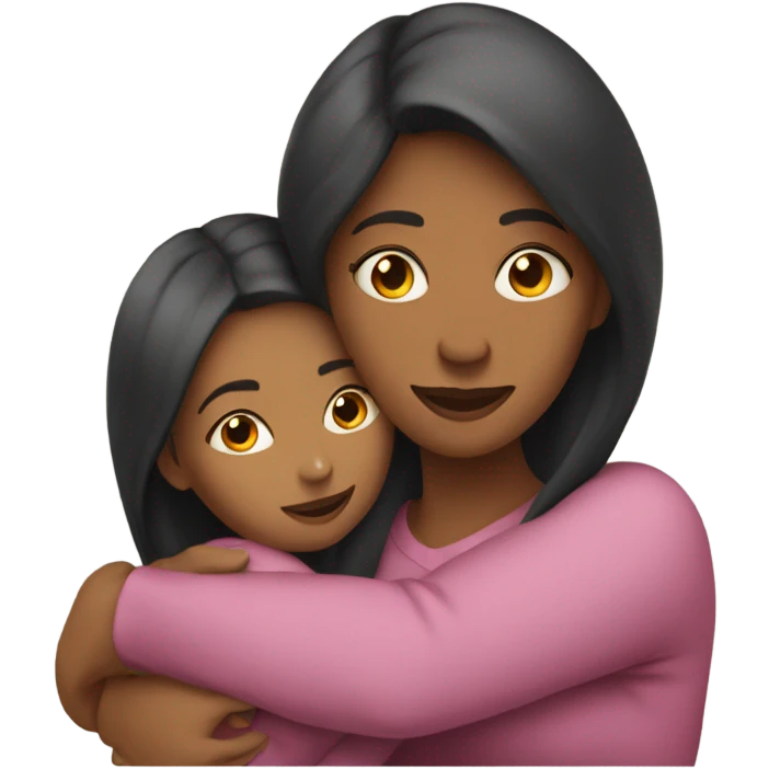 Mother huggings with a girl emoji