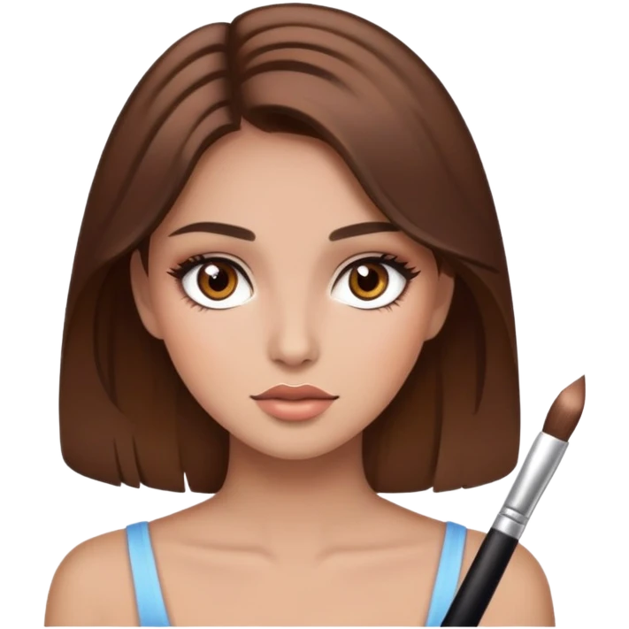 brown hair, brown eyes, pretty bratz baddie with makeup emoji
