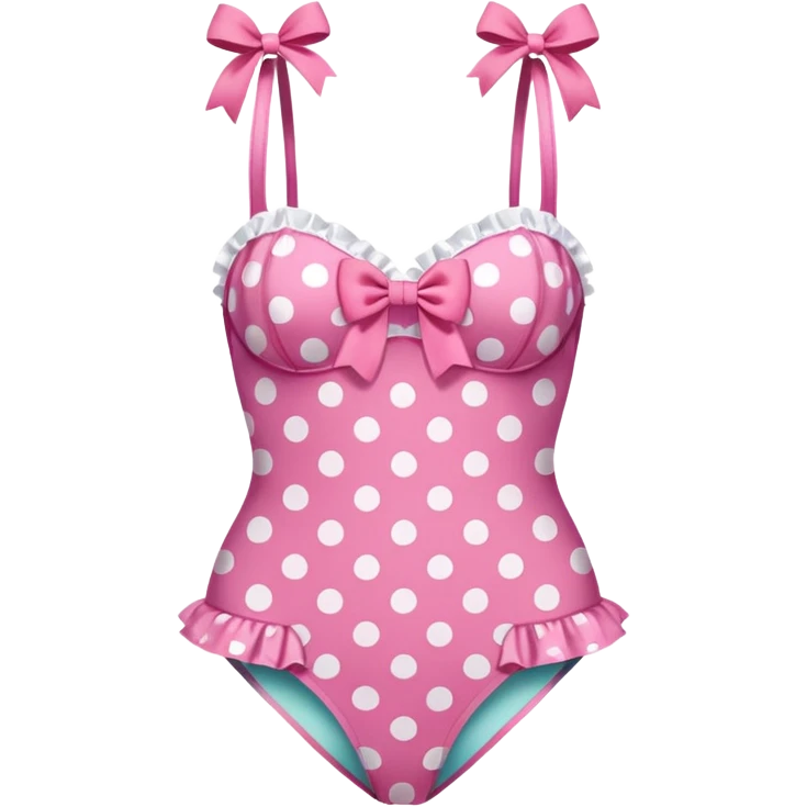 Bathing suit with pink dots, and bows emoji