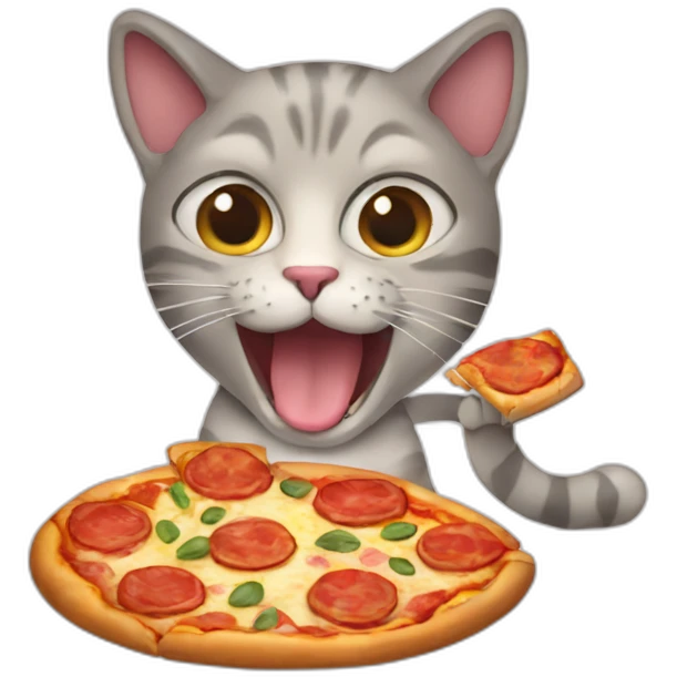 Cat eating pizza emoji