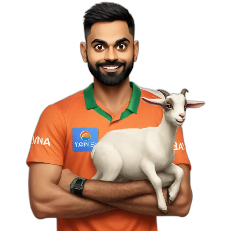 Virat kohli with a small goat emoji