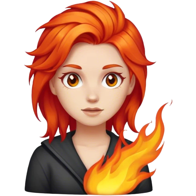 Girl with fire hair emoji