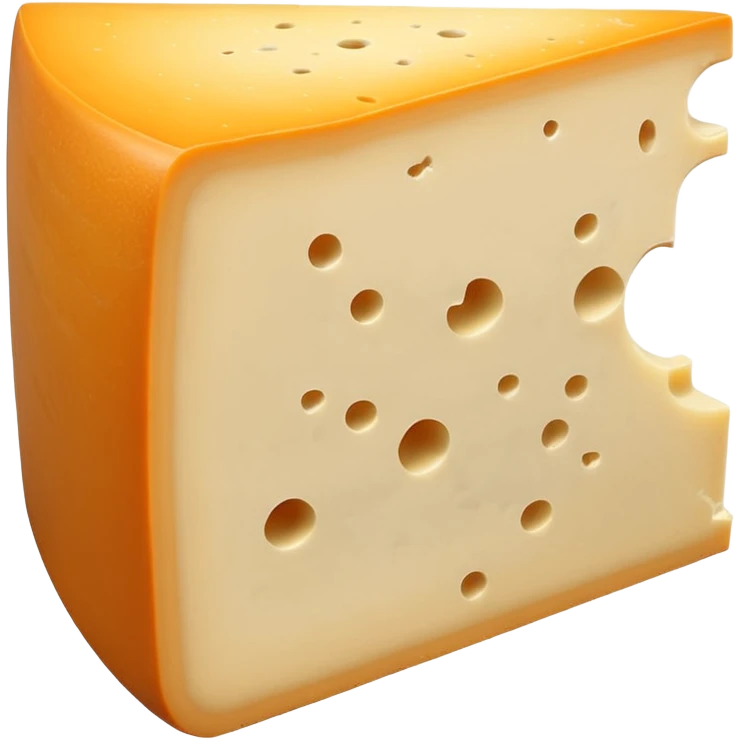 thick wedge of Morbier cheese with smooth pale yellow interior and distinctive thin horizontal blue-grey ash line through the center, semi-soft dense texture, natural orange-beige washed rind, clean and centered ash stripe, no board or extras, soft lighting, subtle shadows, emoji scale emoji
