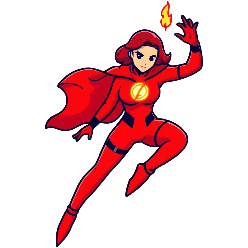 woman in red costume with glowing red magic powers emoji