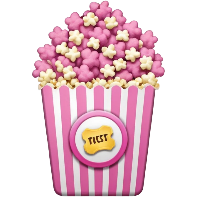 pink popcorn with cinema tickets emoji