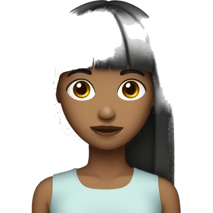 teen with black hair in a fringe style emoji