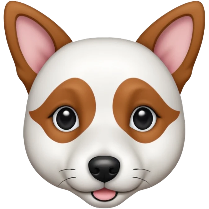 a fully white jack russell the size of a kelpie with floppy ears and a half white face emoji