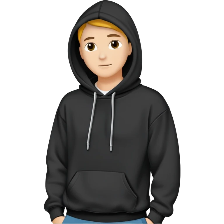 blank black hoodie with no model wearing it with a relax fit emoji