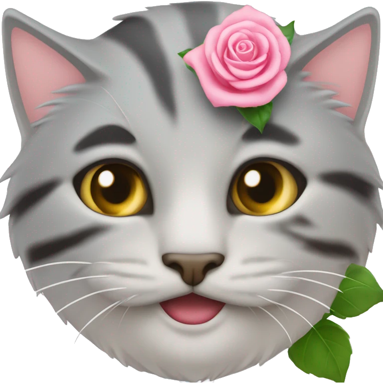 Un chat avec une rose dans l’oreil  emoji