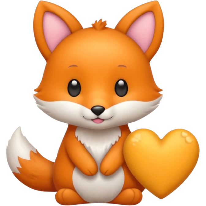 renard kawai avec un coeur jaune emoji