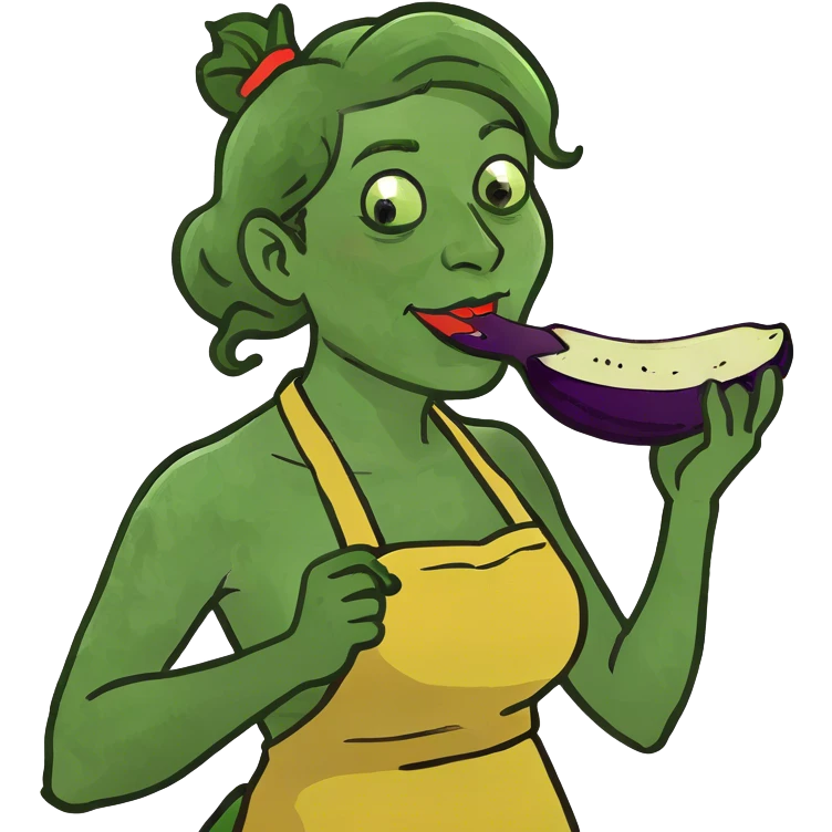 woman eating eggplant emoji