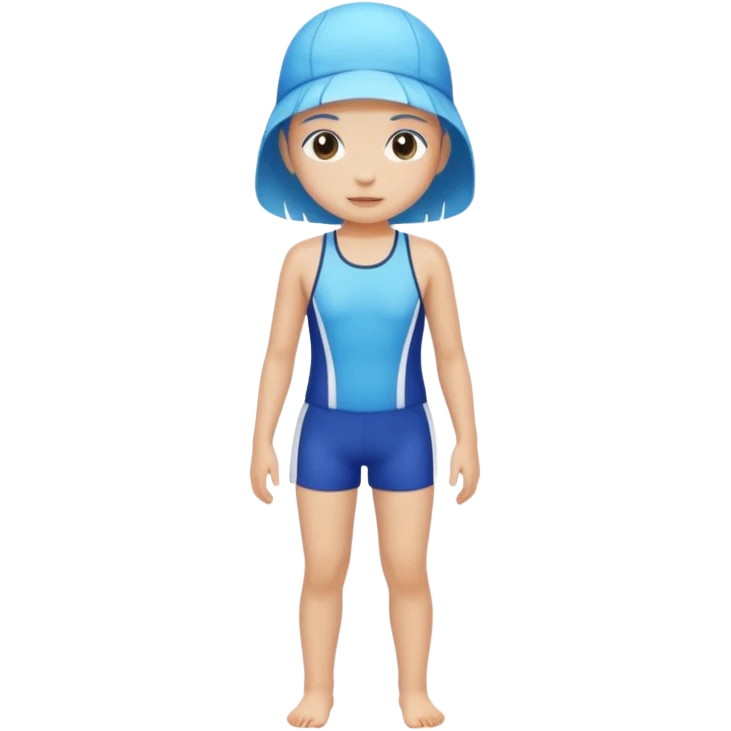 Child swimmer girl standing  only shorts emoji