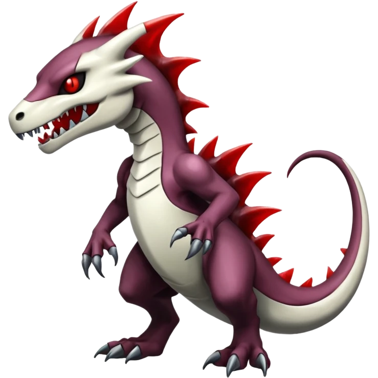 Shiny White Evil Glowing Eldritch Marowak-Salandit-Duskull-Darkdramon-fusion with bloody red markings emoji