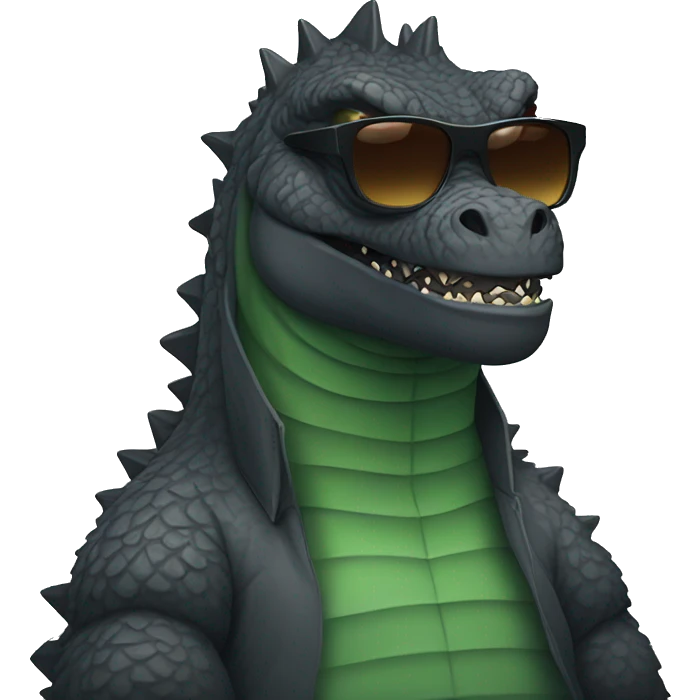 Godzilla wearing dark sunglasses emoji