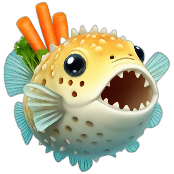 puffer fish eating carrot emoji