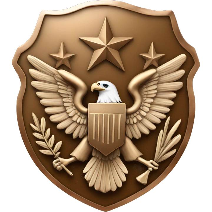 Bronze military badge with stars and an eagle emoji
