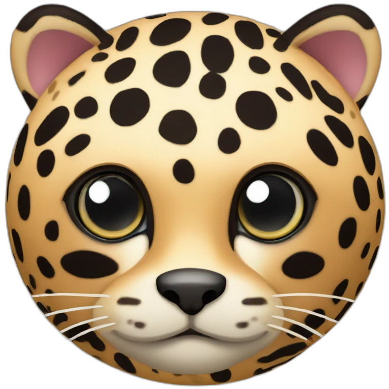 3d sphere with a cartoon Ocelot skin texture with big underdeveloped eyes emoji