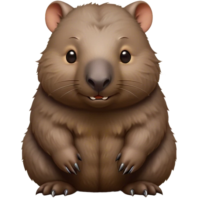Cinematic Noble Wombat Portrait Emoji, Poised and regal, with a stout, muscular build and a dense, shaggy fur of earthy brown, deep-set soulful eyes with a hint of gruff wisdom, Simplified yet sharp and sophisticated features, highly detailed, glowing with a warm, dignified glow, high shine, intelligent and sturdy, stylized with an air of bushland majesty, focused and attentive, soft glowing outline, capturing the essence of a watchful and confident burrower, so majestic it feels as though it could plod out of the screen with effortless authority! emoji
