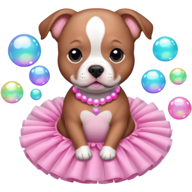 Pibble in a tutu , surrounded by bubbles  emoji