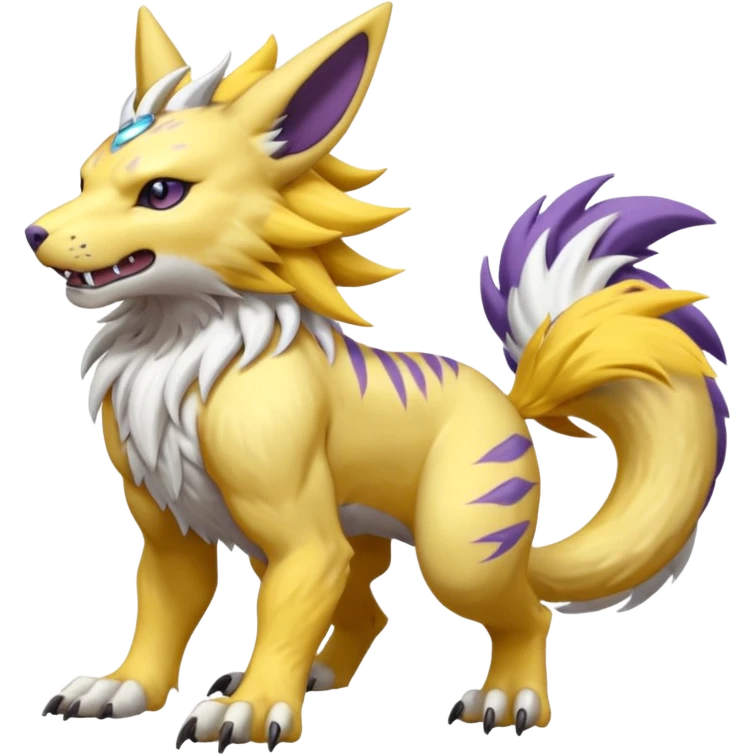 Exquisite Delicious Growling Gargantuan Barking Pulverizing Garurumon-Renamon-Linoone-fusion-hybrid-creature (full body) emoji