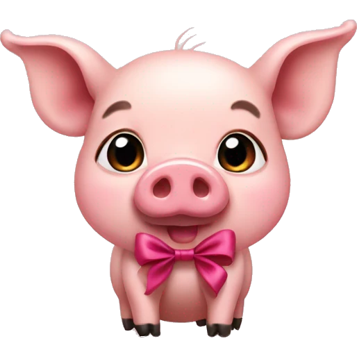 little pig with a bow emoji