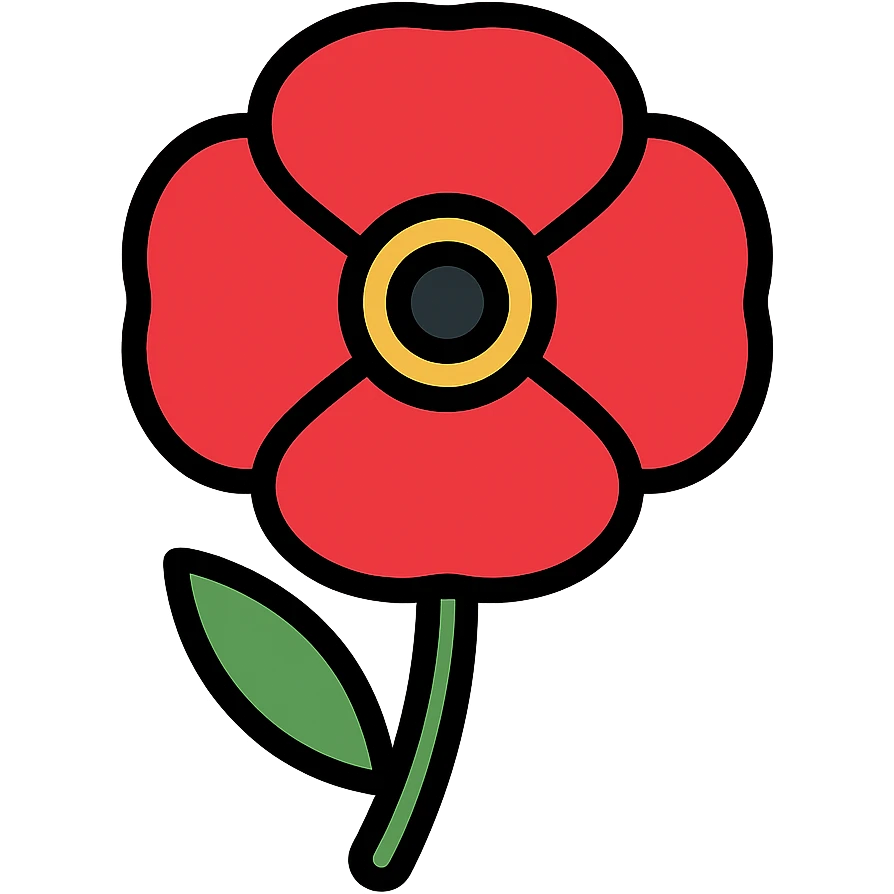 red poppy flower, vibrant, simple, iconic emoji