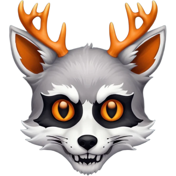 Fox with antlers and skull face emoji