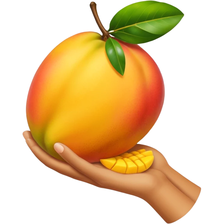 mango in white hand emoji