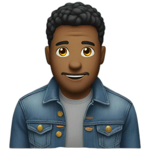 Man styles denim jacket  emoji