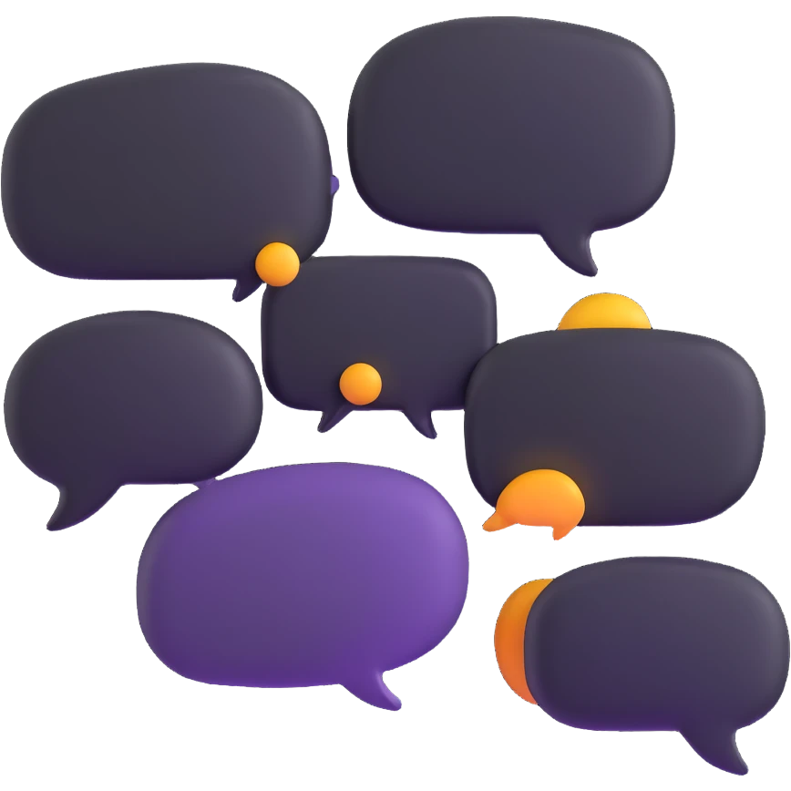 multiple chat bubbles connected together in a group conversation emoji