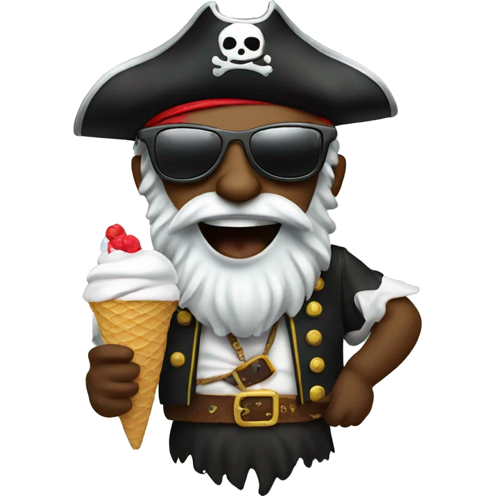 Pirate with cool sunglasses eating ice cream at the beach emoji