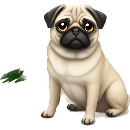 Pug by Christmas tree emoji