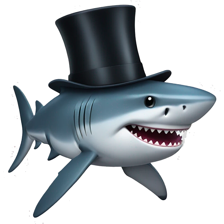 Shark with a top hat emoji