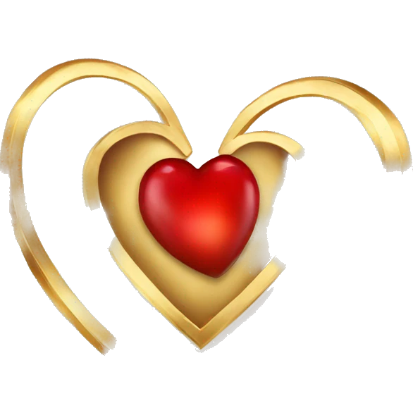  red heart with depth and gold shine emoji